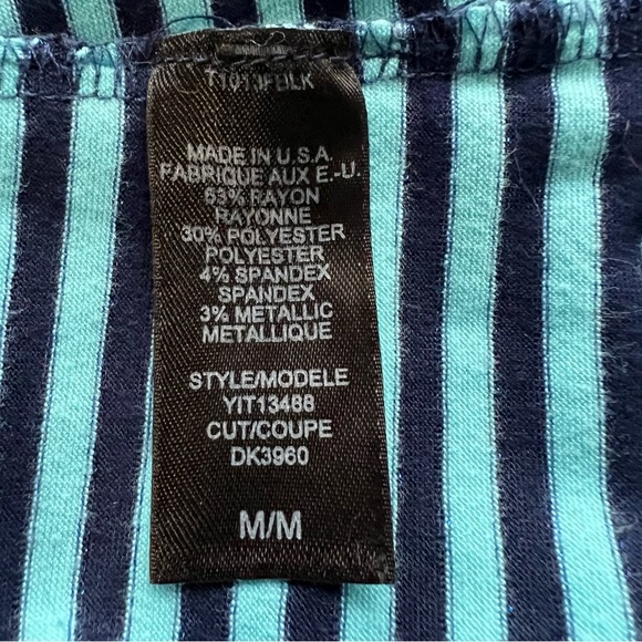 Guess Woman’s Top Blue Striped A Line Fit with Tie Long Flare Sleeves Size M - Picture 11 of 12